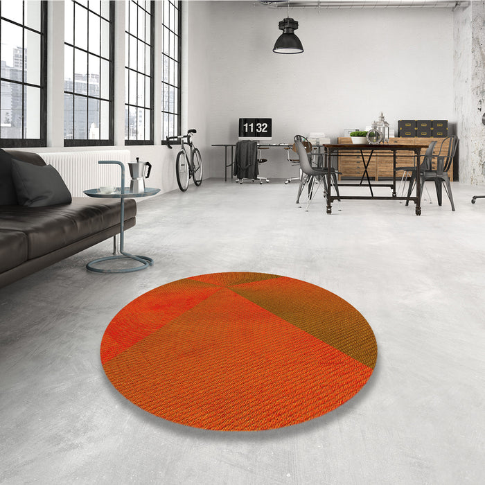 Round Patterned Orange Red Orange Rug in a Office, pat2617yw