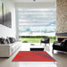 Square Patterned Red Novelty Rug in a Living Room, pat2617