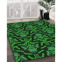 Patterned Dark Forest Green Rug, pat2618grn