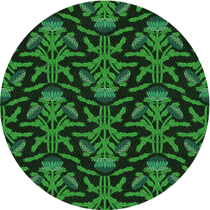 Square Patterned Dark Forest Green Rug, pat2618grn