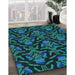 Machine Washable Transitional Deep Teal Green Rug in a Family Room, wshpat2618lblu