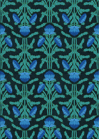 Machine Washable Transitional Deep Teal Green Rug, wshpat2618lblu