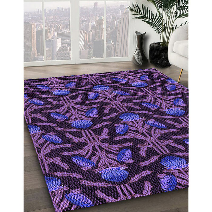 Patterned Dark Orchid Purple Rug in Family Room, pat2618pur