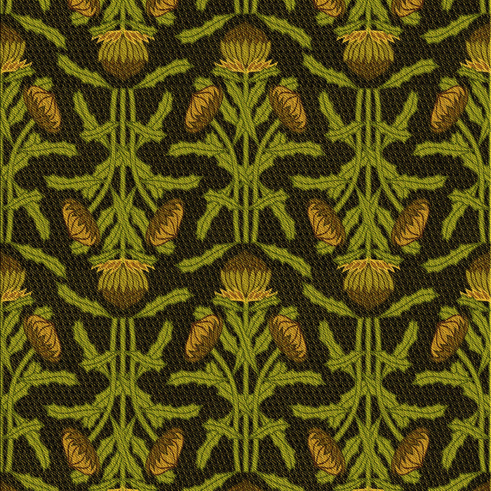 Patterned Dark Yellow Green Rug, pat2618yw