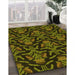 Patterned Dark Yellow Green Rug in Family Room, pat2618yw