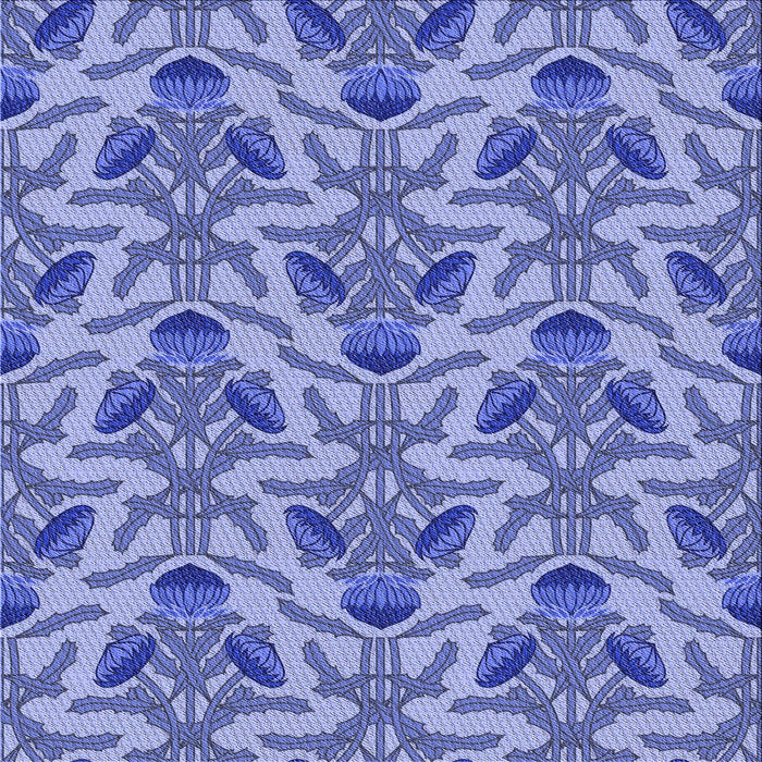 Round Patterned Blue Rug, pat2619blu