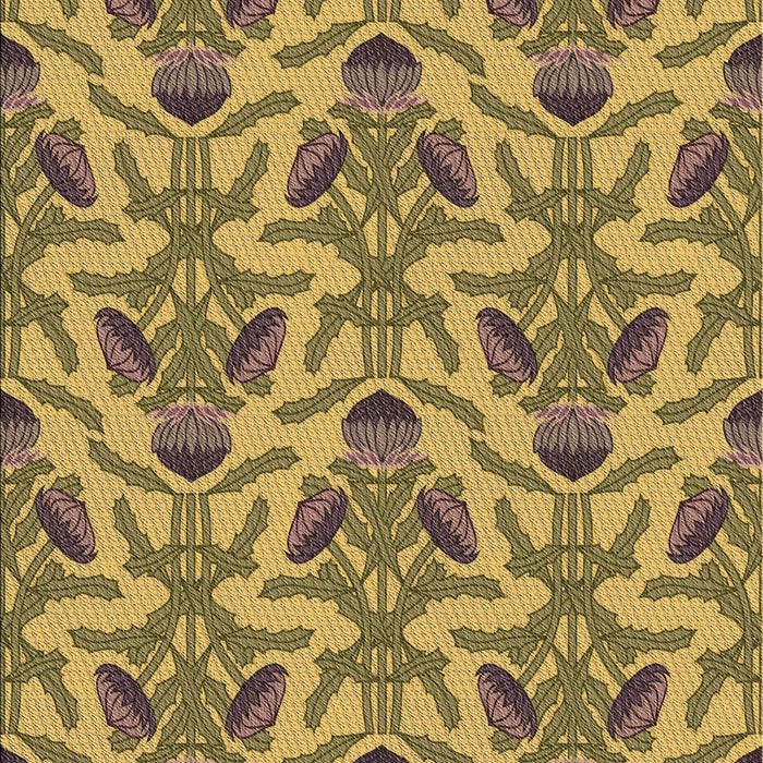 Patterned Yellow Rug, pat2619brn