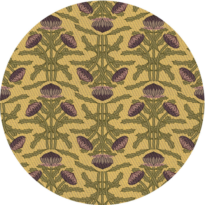 Square Patterned Yellow Rug, pat2619brn