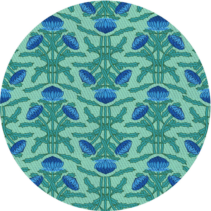 Square Machine Washable Transitional Dark Cyan Green Rug in a Living Room, wshpat2619lblu