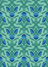 Machine Washable Transitional Dark Cyan Green Rug, wshpat2619lblu