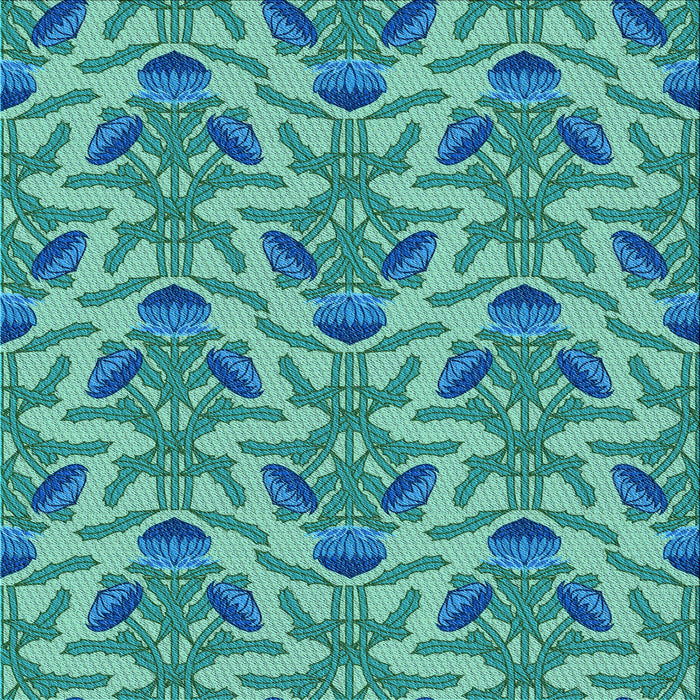 Round Machine Washable Transitional Dark Cyan Green Rug, wshpat2619lblu