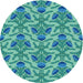 Square Patterned Dark Cyan Green Rug, pat2619lblu