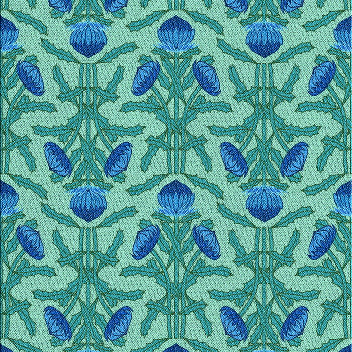 Patterned Dark Cyan Green Rug, pat2619lblu