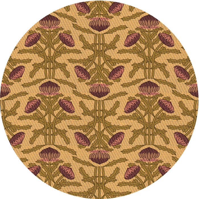 Square Patterned Mahogany Brown Rug, pat2619org