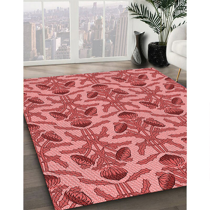 Machine Washable Transitional Red Rug in a Family Room, wshpat2619rd