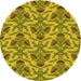 Square Patterned Dark Yellow Green Rug, pat2619yw