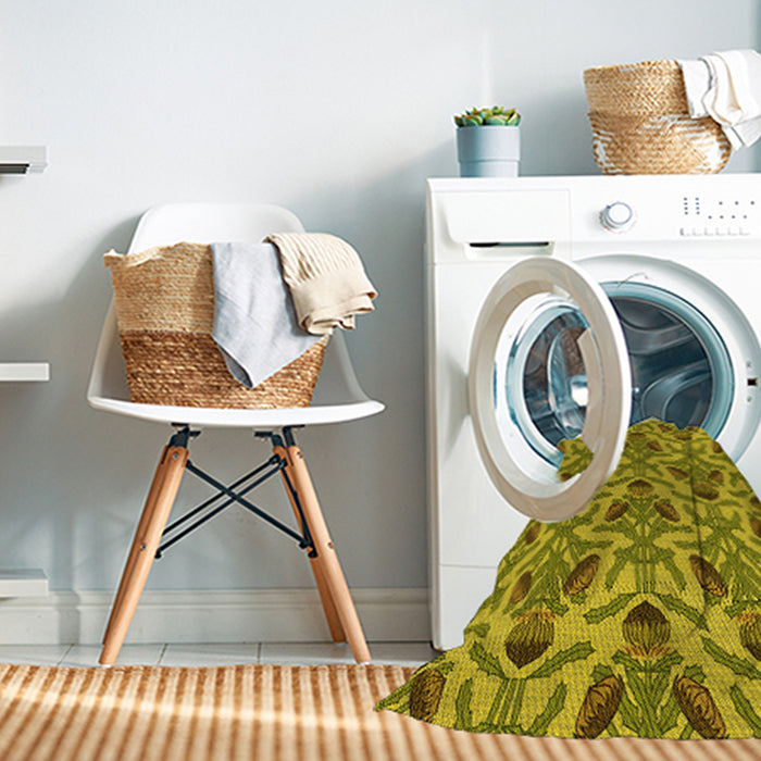 Machine Washable Transitional Dark Yellow Green Rug in a Washing Machine, wshpat2619yw