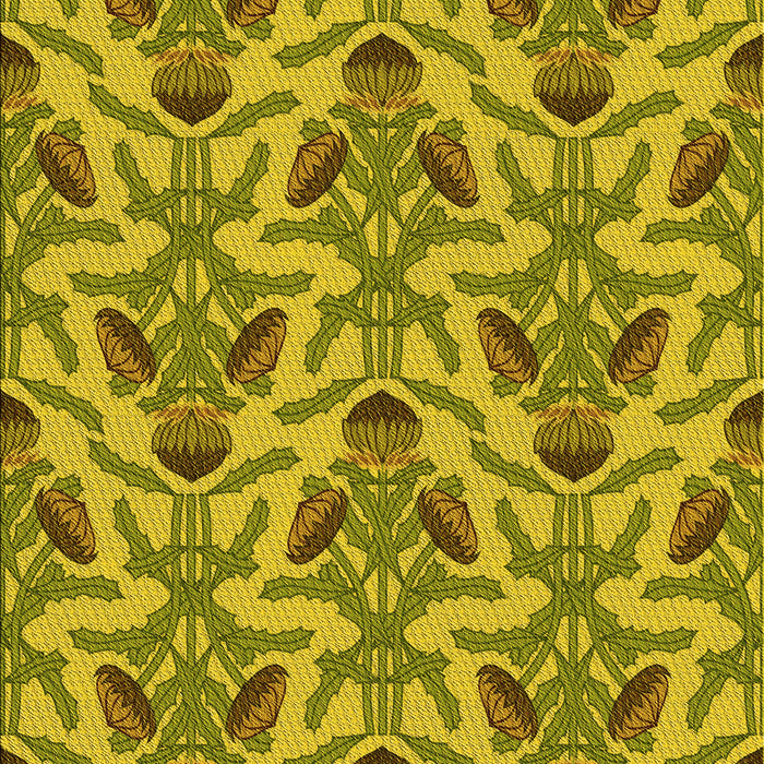 Machine Washable Transitional Dark Yellow Green Rug, wshpat2619yw