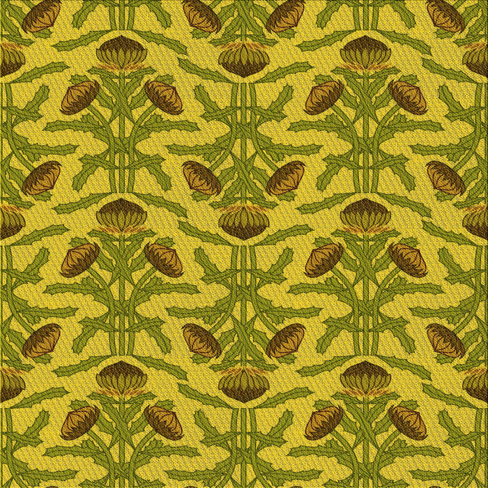 Round Machine Washable Transitional Dark Yellow Green Rug, wshpat2619yw