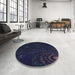 Round Patterned Blue Novelty Rug in a Office, pat261