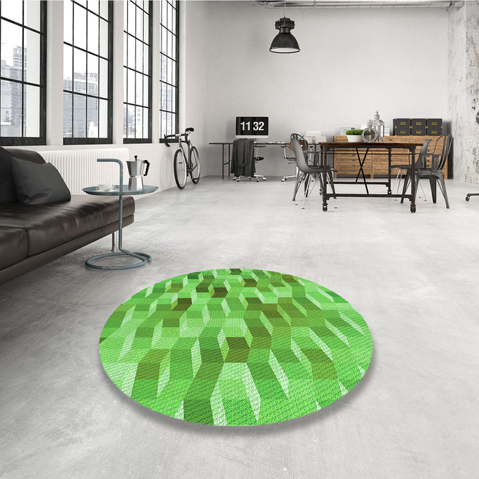 Round Patterned Emerald Green Rug in a Office, pat262grn