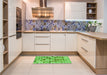Patterned Emerald Green Rug in a Kitchen, pat262grn