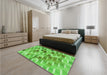 Patterned Emerald Green Rug in a Bedroom, pat262grn