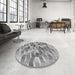 Round Patterned Cloud Gray Rug in a Office, pat262gry