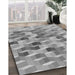 Patterned Cloud Gray Rug in Family Room, pat262gry