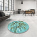 Round Patterned Sea Green Rug in a Office, pat262lblu