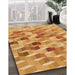 Patterned Neon Orange Rug in Family Room, pat262org