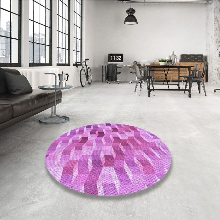 Round Patterned Violet Purple Rug in a Office, pat262pur