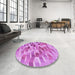 Round Patterned Violet Purple Rug in a Office, pat262pur