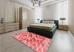 Patterned Light Coral Pink Rug in a Bedroom, pat262rd