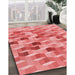 Patterned Light Coral Pink Rug in Family Room, pat262rd