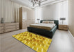 Round Machine Washable Transitional Bright Gold Yellow Rug in a Office, wshpat262yw