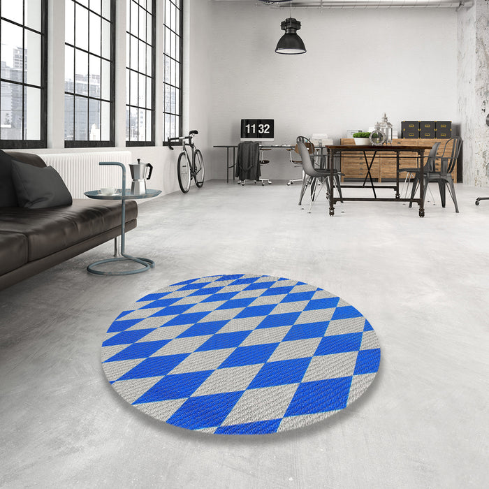 Round Machine Washable Transitional Light Steel Blue Rug in a Office, wshpat2620