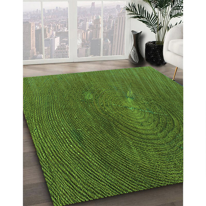 Patterned Dark Forest Green Rug in Family Room, pat2621grn