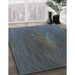 Patterned Charcoal Blue Rug in Family Room, pat2621lblu