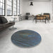 Round Patterned Charcoal Blue Rug in a Office, pat2621lblu
