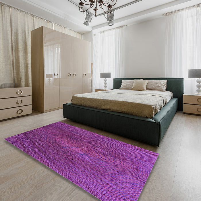 Patterned Dark Magenta Purple Rug in a Bedroom, pat2621pur