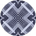 Square Patterned Night Blue Rug, pat2622blu