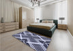 Patterned Night Blue Rug in a Bedroom, pat2622blu