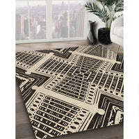 Patterned Khaki Gold Rug, pat2622brn