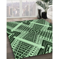 Patterned Light Green Rug, pat2622grn