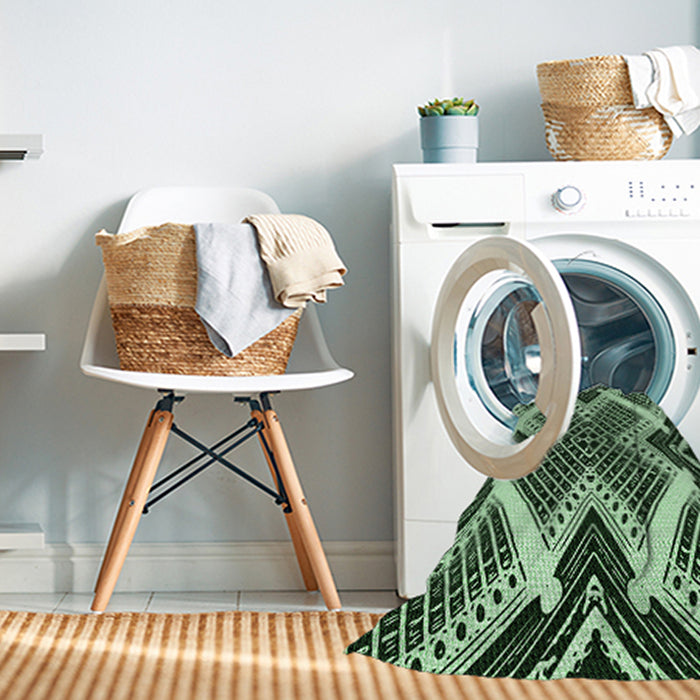 Machine Washable Transitional Light Green Rug in a Washing Machine, wshpat2622grn