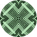 Square Patterned Light Green Rug, pat2622grn