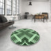 Round Patterned Light Green Rug in a Office, pat2622grn