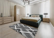 Patterned Charcoal Black Rug in a Bedroom, pat2622gry