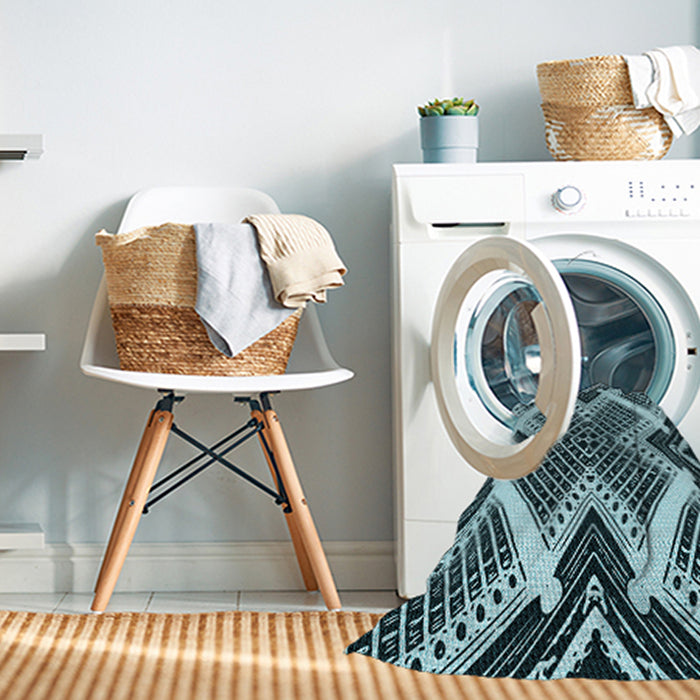 Machine Washable Transitional Blue Rug in a Washing Machine, wshpat2622lblu